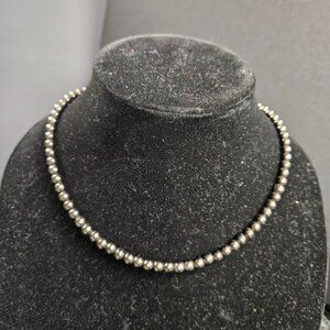 Dark shiny beaded necklace - 8 1/2"